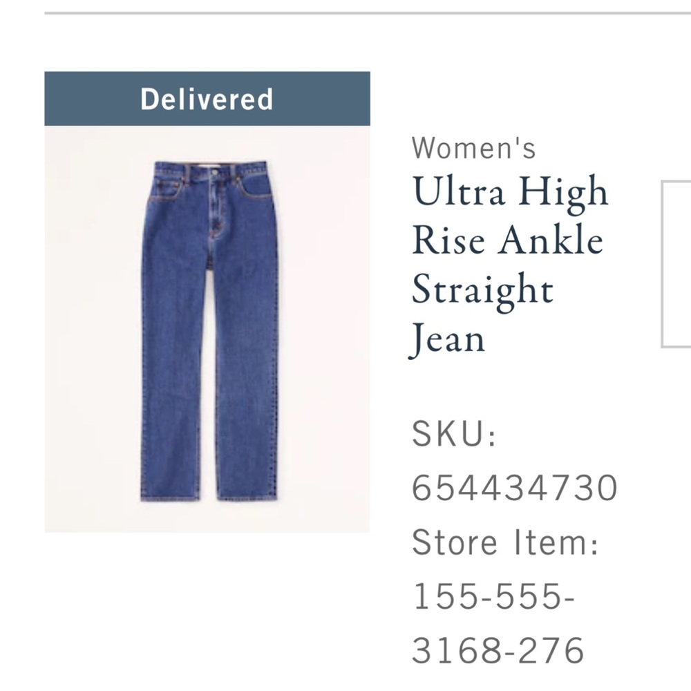 Abercrombie ultra high rise ankle straight size 26